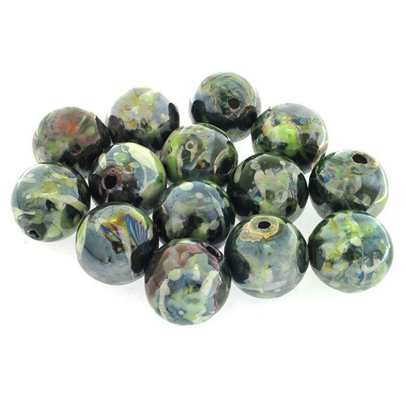 Ceramic beads / balls 35mm / empty / green mix 1pc CKU35Z17