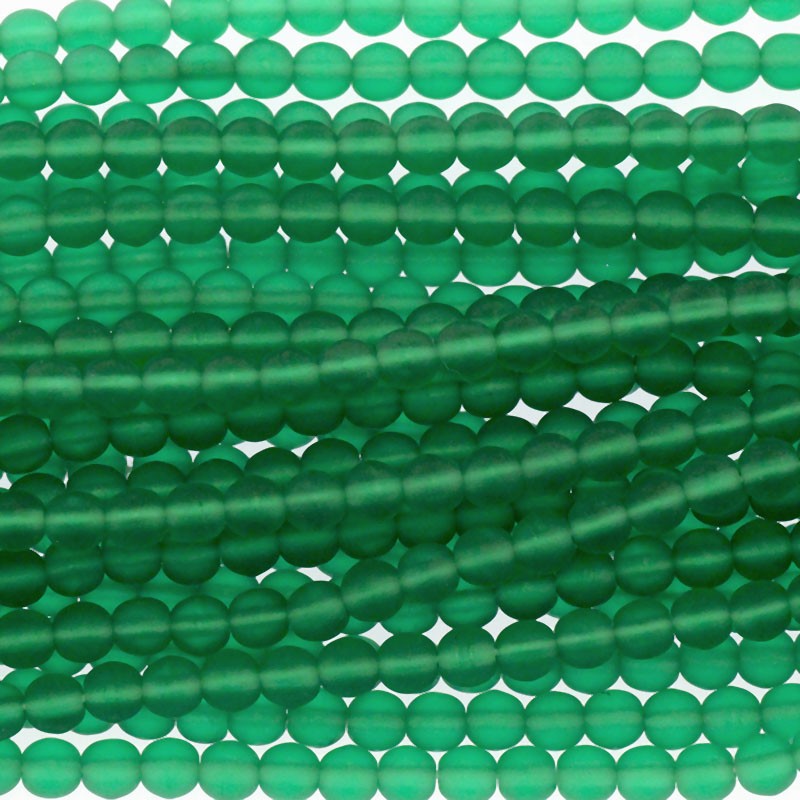 Koraliki Czeskie/ kulki 4mm/ Green Emerald Matte/ 100szt/ SZAM0403