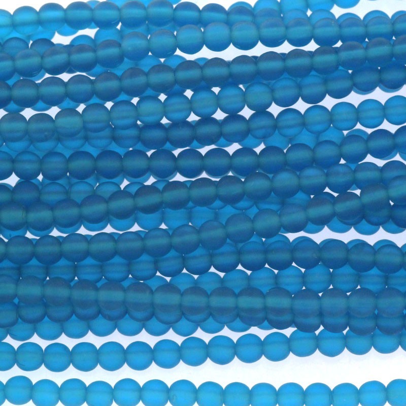 Czech beads / 4mm balls / Capri Blue Matt / 100pcs / SZAM0409