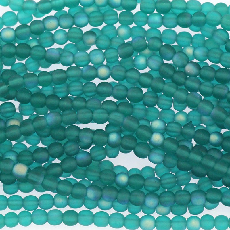 Czech beads / 4mm beads / Emerald AB Matte / 100pcs / SZAM0425