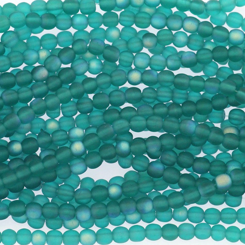 Czech beads / 4mm beads / Emerald AB Matte / 100pcs / SZAM0425