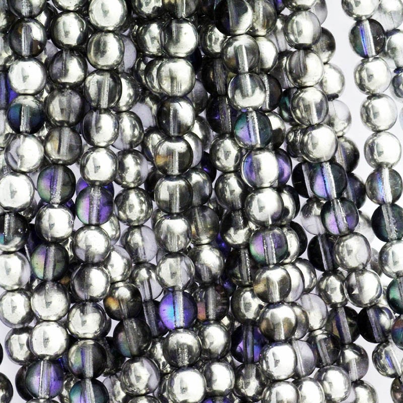 Czech beads / 6mm beads / Silver Blue Crystal / 50pcs / SZAM0611