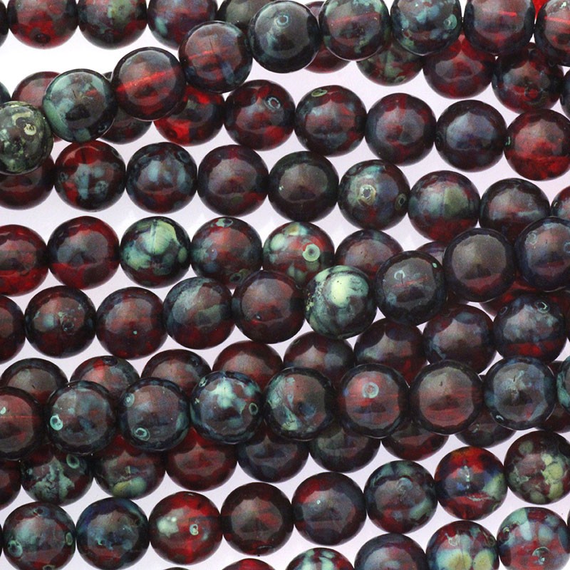 Czech beads / 8mm beads / Ruby Picasso / 25pcs / SZAM0802
