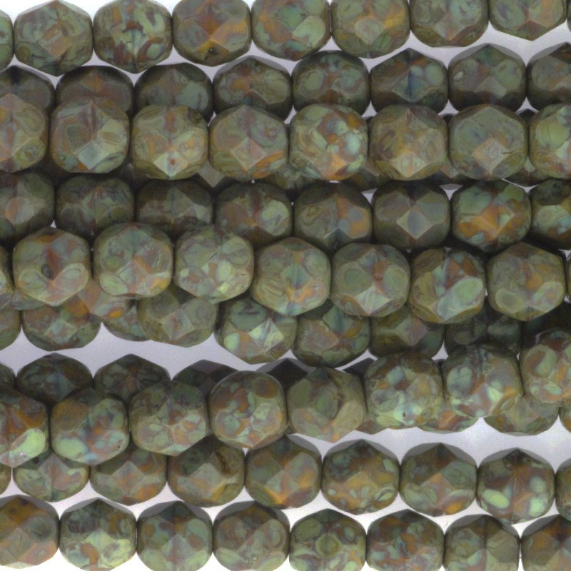 Czech beads / faceted 6mm / Goldenrod Picasso / 25pcs / SZAMIN22
