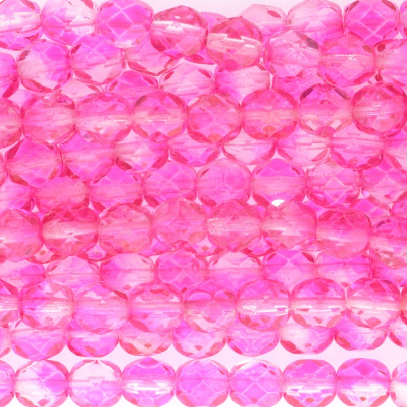 Czech beads / faceted 6mm / Hot Pink / 25pcs / SZAMIN27