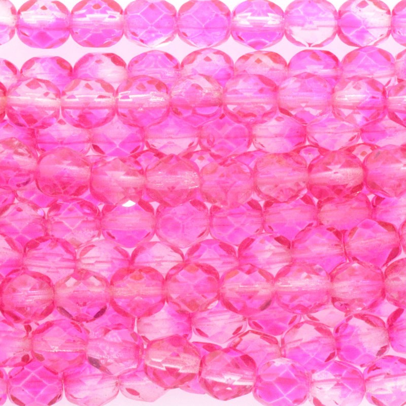 Czech beads / faceted 6mm / Hot Pink / 25pcs / SZAMIN27