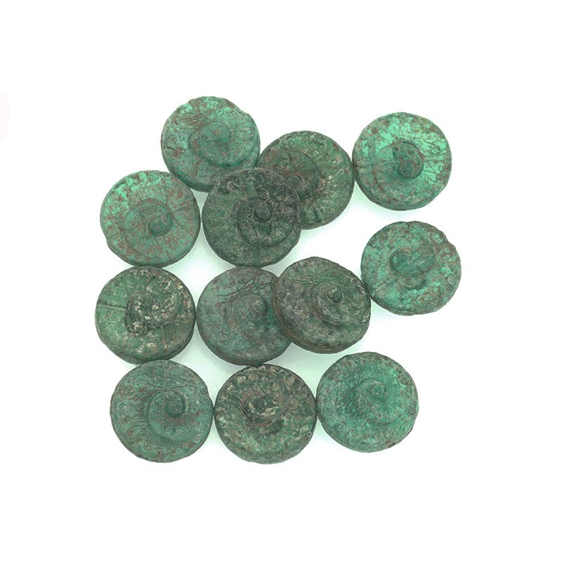 Czech beads / coins 18mm / Green Fossils / 1pc / SZAMIN35F
