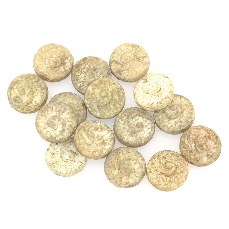 Czech beads / coins 18mm / Gold Picasso Fossils / 1pc / SZAMIN35E