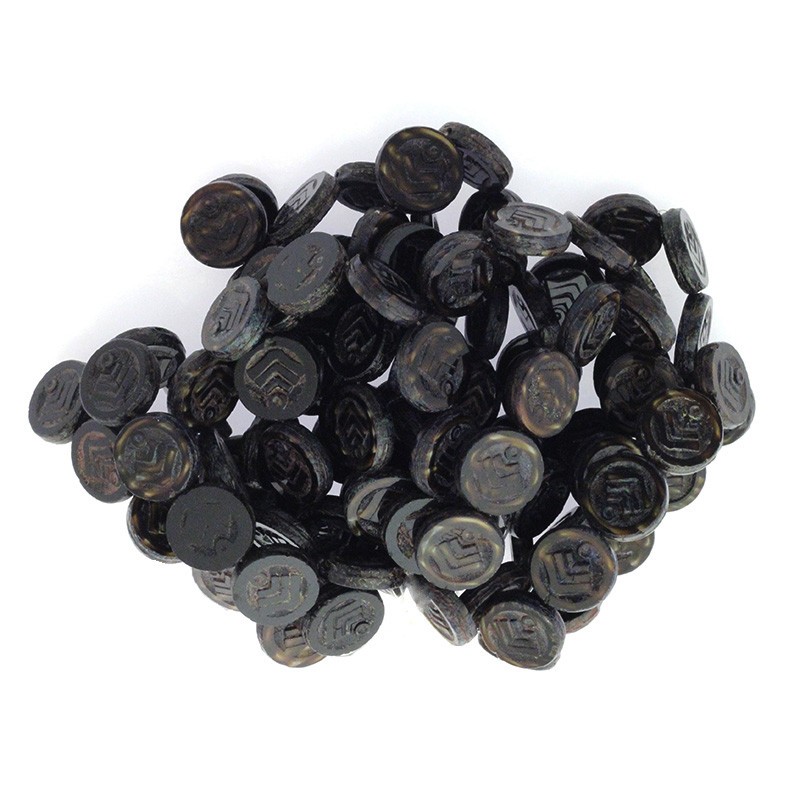Czech beads / coins 14mm / Black Brown / 1pc / SZAMIN33
