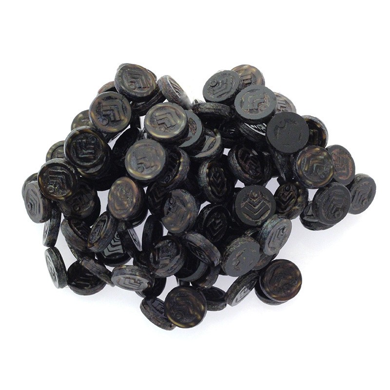 Czech beads / coins 14mm / Black Brown / 1pc / SZAMIN33