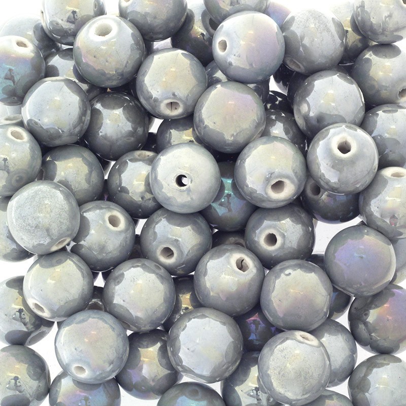 Ceramic beads / 18mm balls / medium gray 1pc CKU18S01K