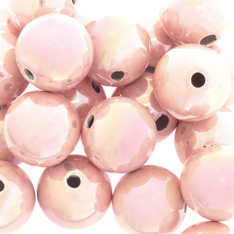 Ceramic beads hollow balls 28mm pink 1pc CKU28R12DC