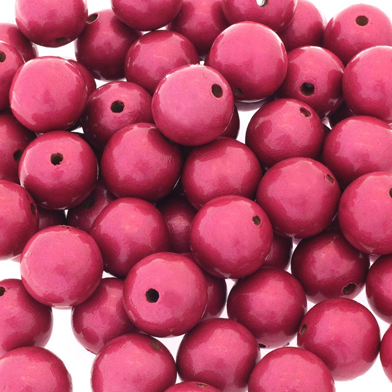 Wooden beads / 20mm balls / raspberry pearl / 3pcs DRKU2001