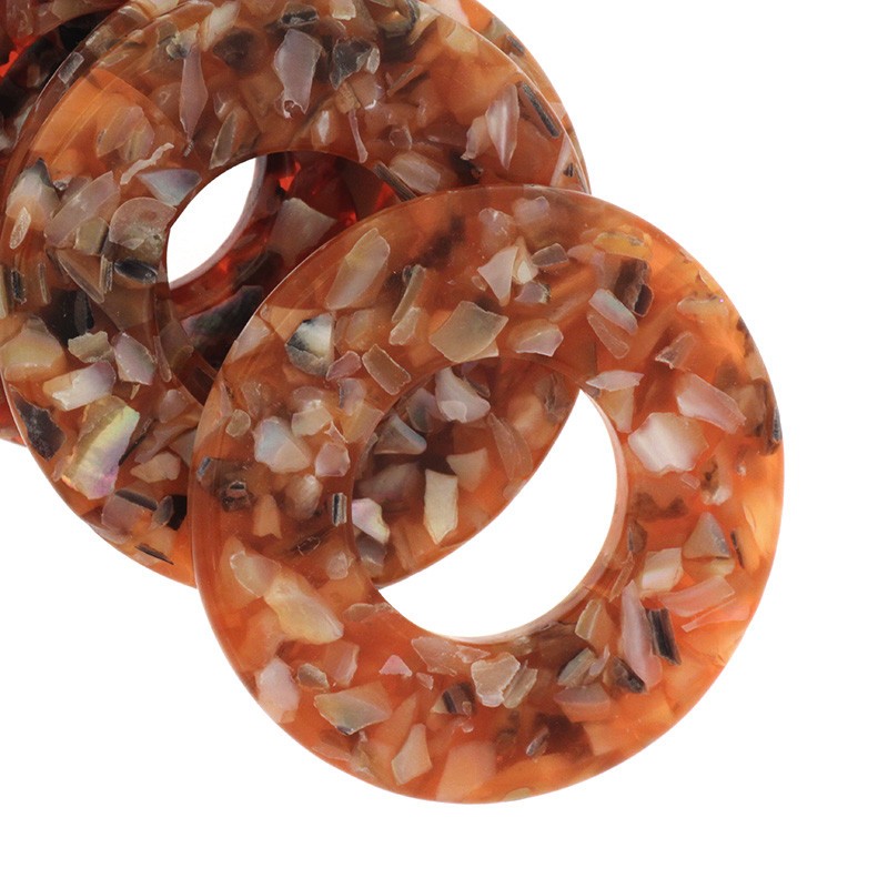 Beads Shells in resin / donut 42mm / amber 1pc. MU120