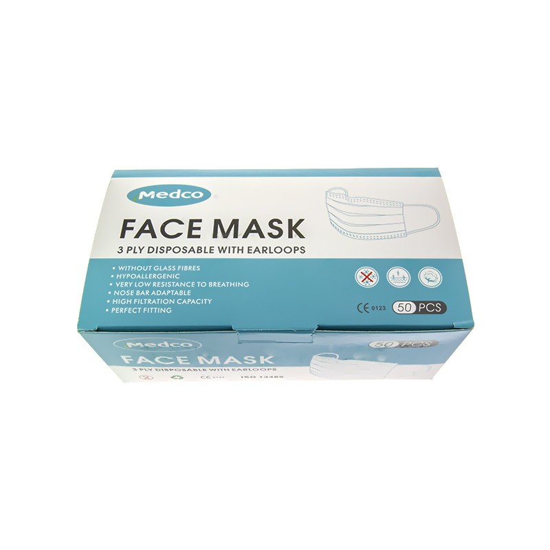 Protective masks / 9x17cm / box 50 pcs / hypoallergenic / MASKS