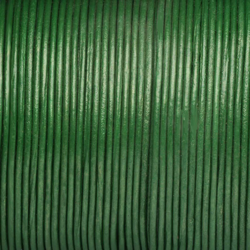 Leather strap, bright green metallic 1.5mm, on a 1m spool RZ15Z08