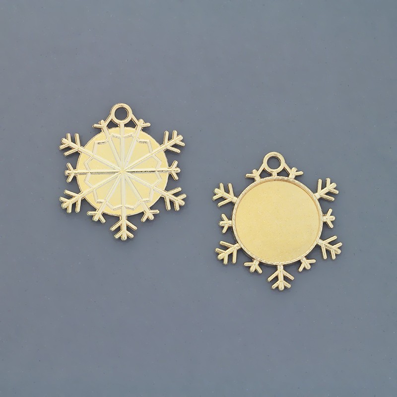 Cabochon bases 25mm / snowflake / gold 40x42mm 1pc OKWI25KG4