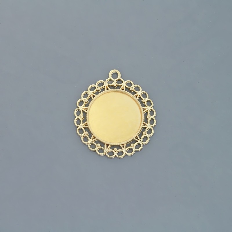 Lace bases for cabochons 25mm / gold / 38x43mm 1pc OKWI25KG5