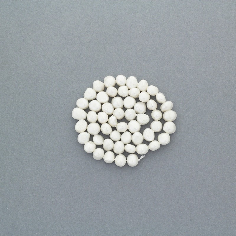 Freshwater pearls / white rope 52pcs / 7-8mm irregular PASW168