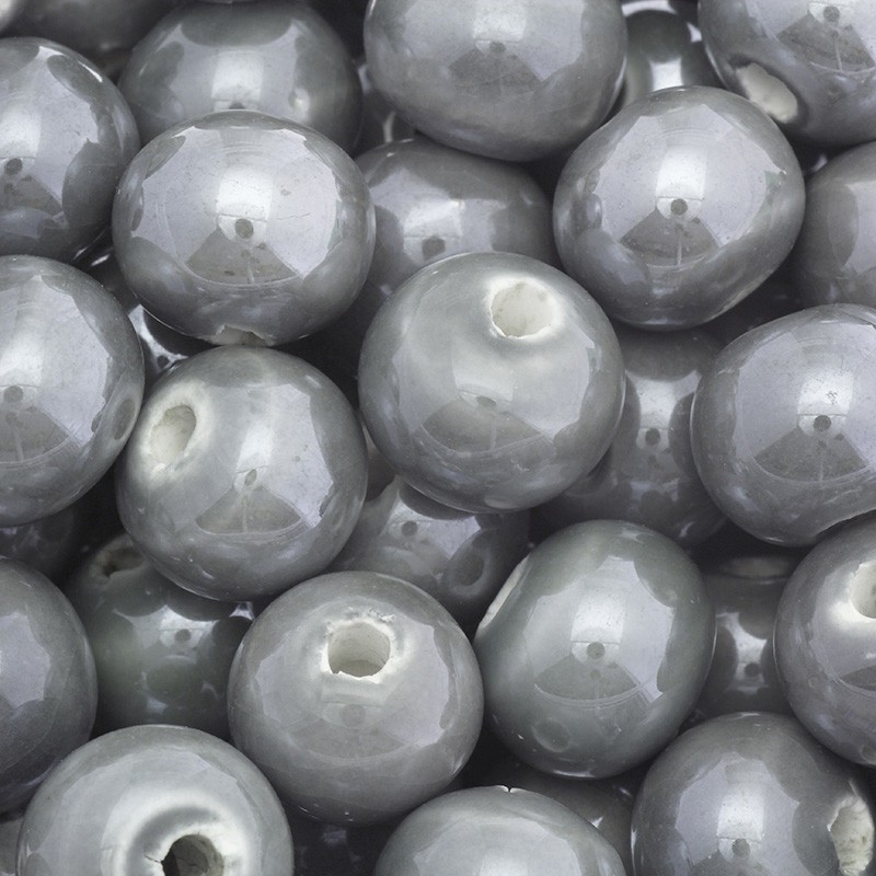 Ceramic beads / balls 12mm gray ab 1pc CKU12S15A