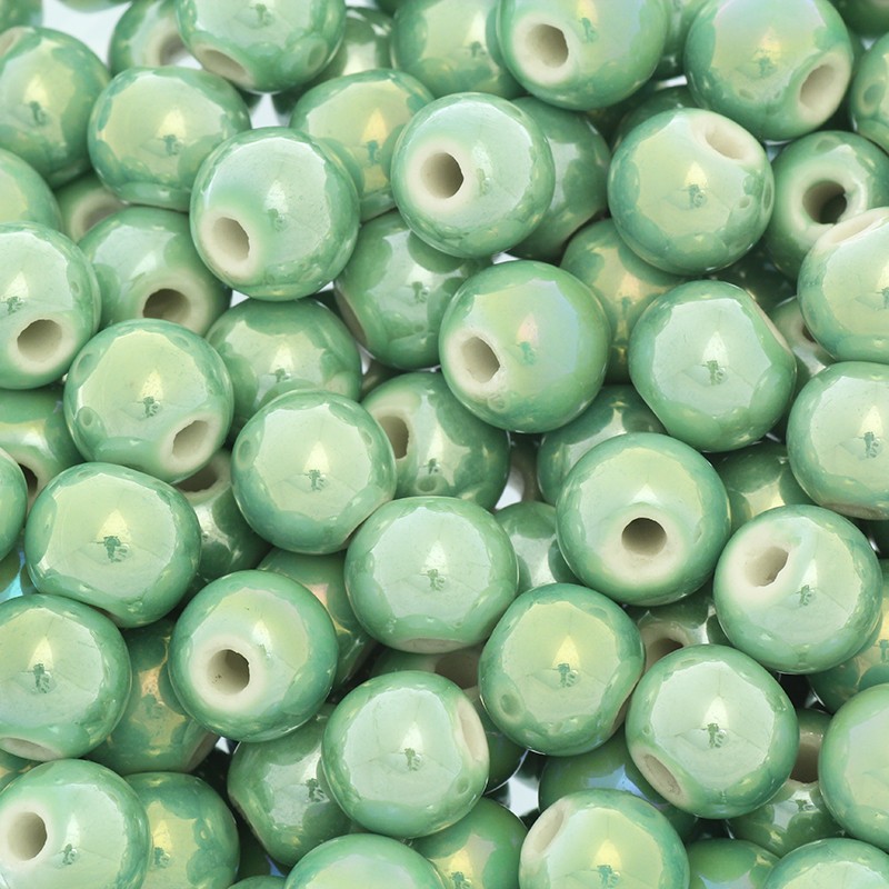 Koraliki ceramiczne kulki 12mm zielone 1szt CKU12Z30E