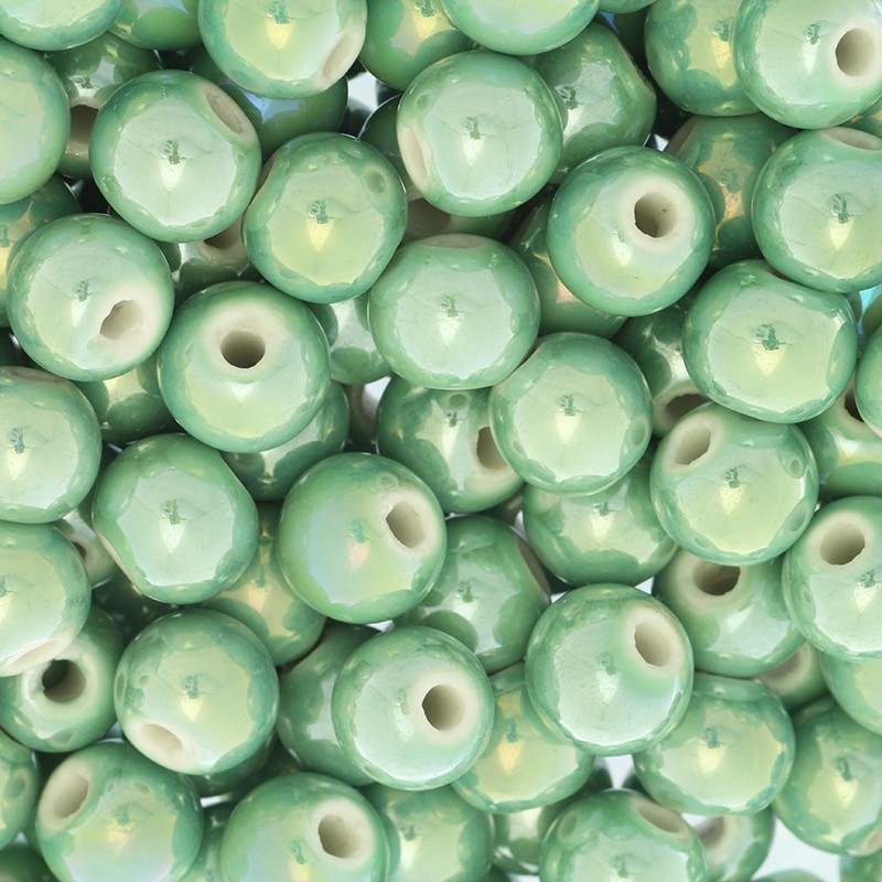 Ceramic beads 12mm green balls 1pcs CKU12Z30E