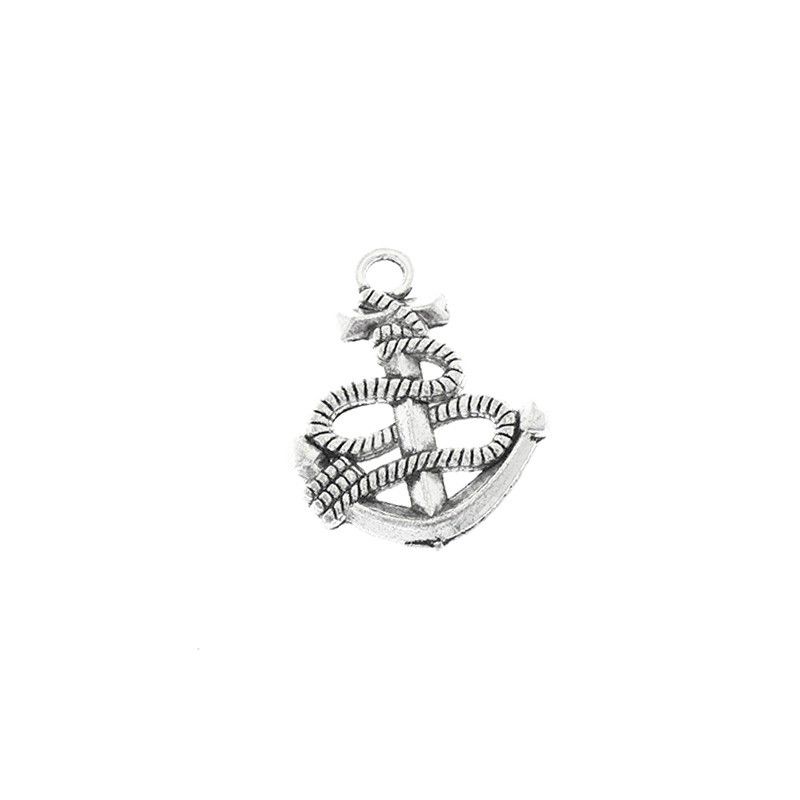 Anchor with a rope for bracelets / antique silver 24x19mm 1 piece AAT548