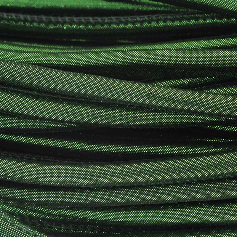 Sewn strap / Point / black / green metallic / 6mm from a 1m spool RZSZ53