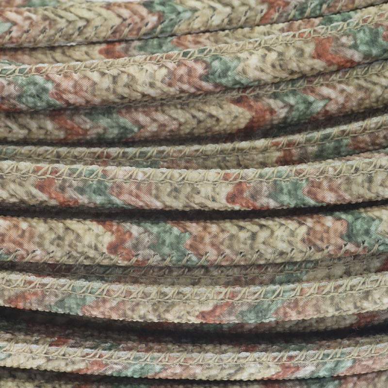 Sewn strap / Indian Summer / beige with green / 6mm from a 1m spool RZSZ59