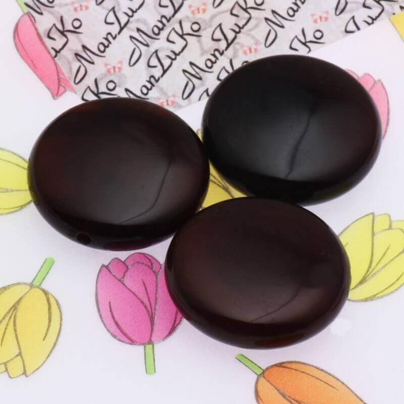 Round chocolate agate tablet 20x7mm 1pc KAIN027