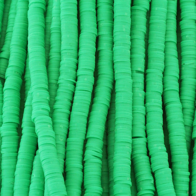 Katsuki beads / bright intense green / 6mm discs / 40cm rope / MOKA06091