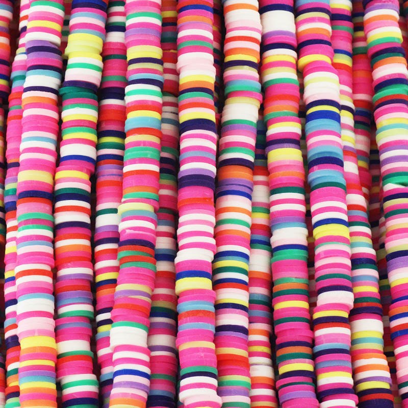 Katsuki beads / Stripes / Tijuana / 6mm discs / 40cm rope / MOKA06139