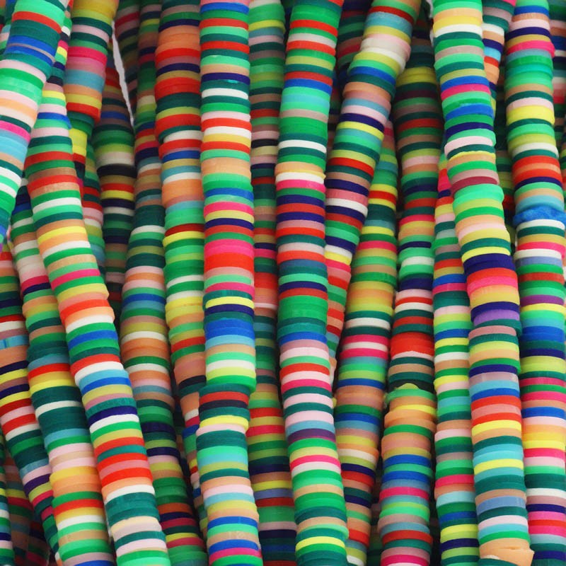 Katsuki beads / Stripes / Nairobi / 6mm discs / 40cm rope / MOKA06143