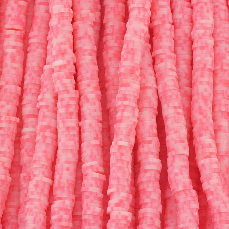 Katsuki beads / Snow / sharp pink on snow / 6mm discs / 40cm rope / MOKA06160