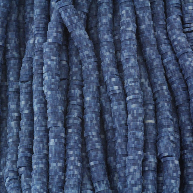 Katsuki beads / Snow / gray and navy blue / 6mm discs / 40cm rope / MOKA06174