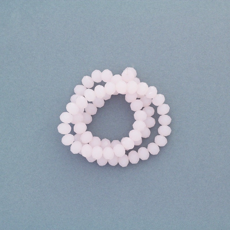 Crystals / rings 8x6mm / milky pink / 68pcs SZKROP08125