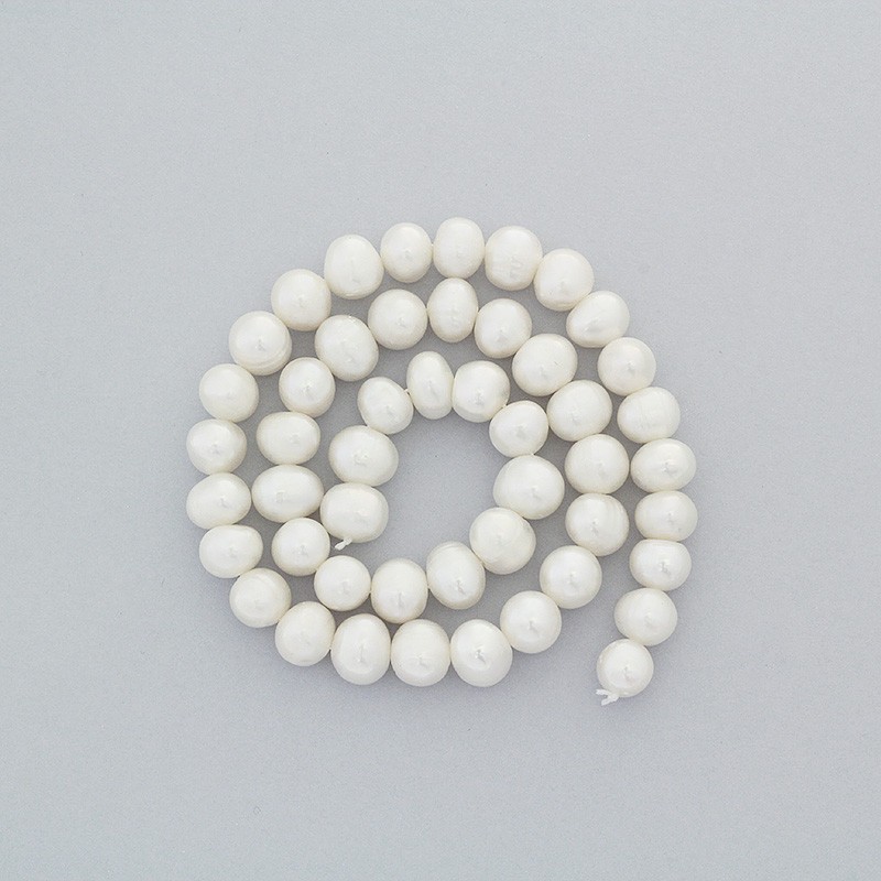 Freshwater pearls / white rope 46pcs / oval / 8-9mm PASW136