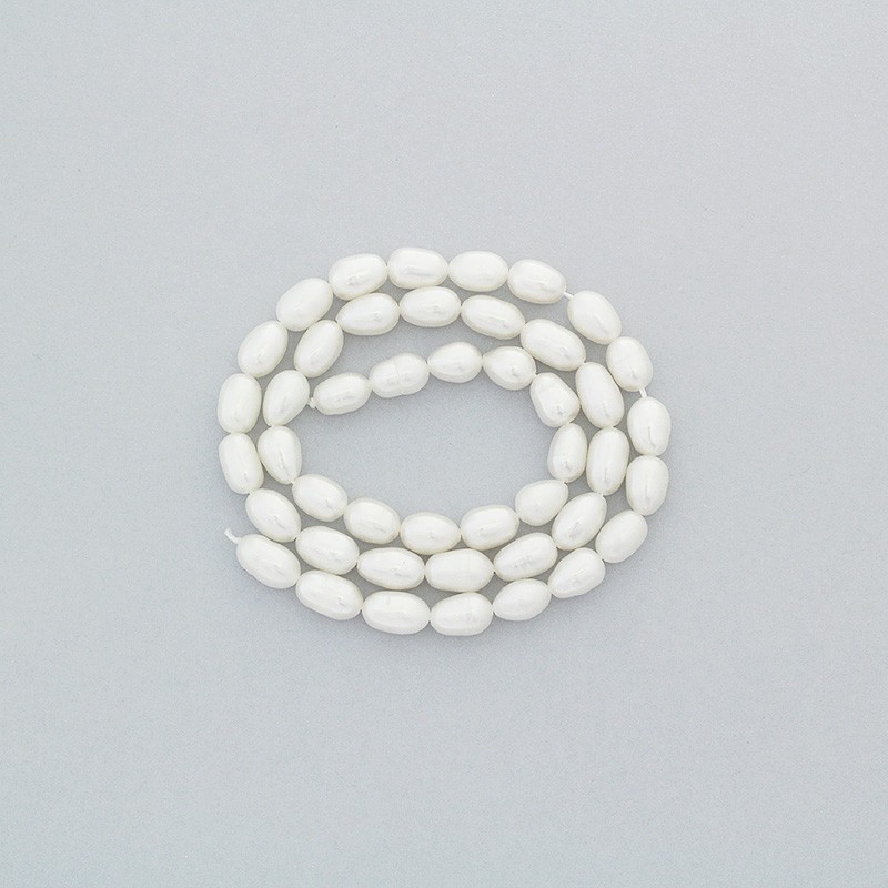 Freshwater pearls / white rope 45pcs / oval / 5-6mm PASW138