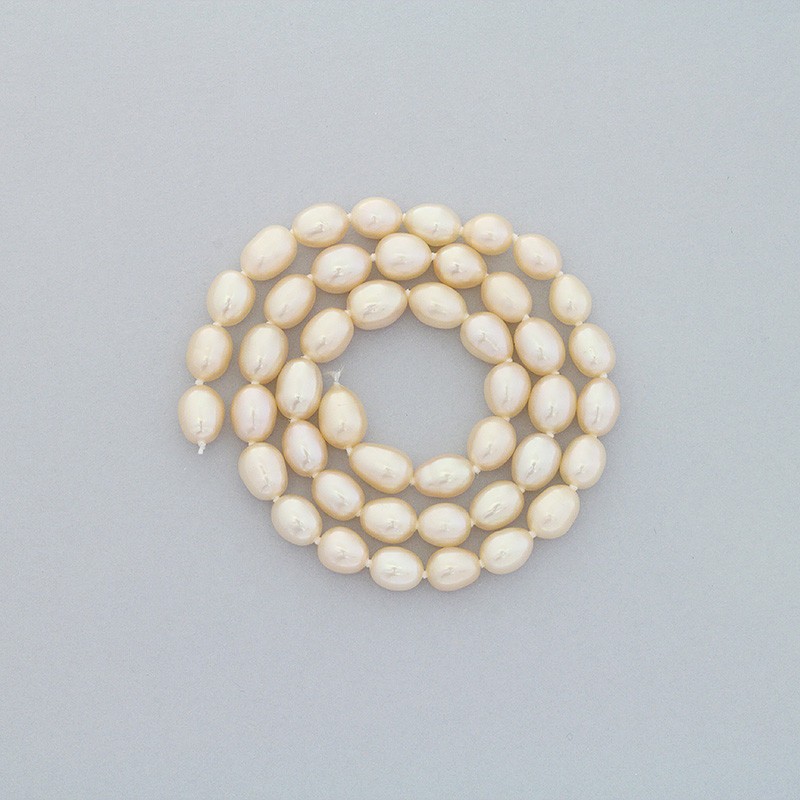 Freshwater pearls / salmon / rope 46pcs / oval / 7-8mm PASW139