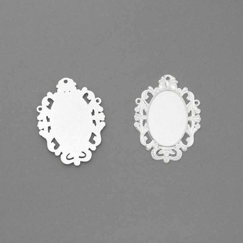 Cabochon bases 20x30mm / silver / 36x48mm 1pc OKWI2030SS3