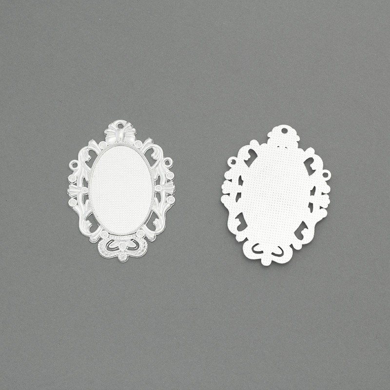 Cabochon bases 20x30mm / silver / 36x48mm 1pc OKWI2030SS3