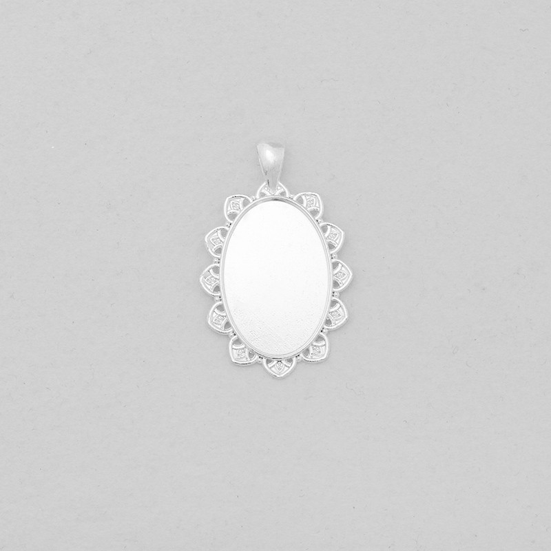 Cabochon bases 20x30mm / silver / 29x47mm 1pc OKWI2030SS11