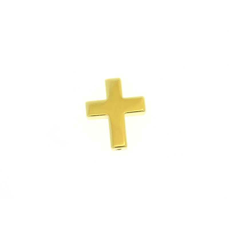 Hematite / cross / 14x17mm / gold-plated / gold / 1pc / KAHE95G