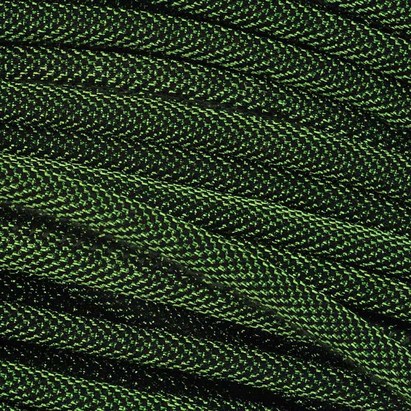 Rzemień szyty tkanina lurex/ zielony / 6mm ze szpuli 1m RZSZ78