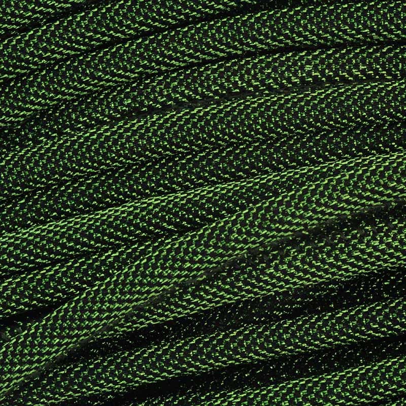 Rzemień szyty tkanina lurex/ zielony / 6mm ze szpuli 1m RZSZ78