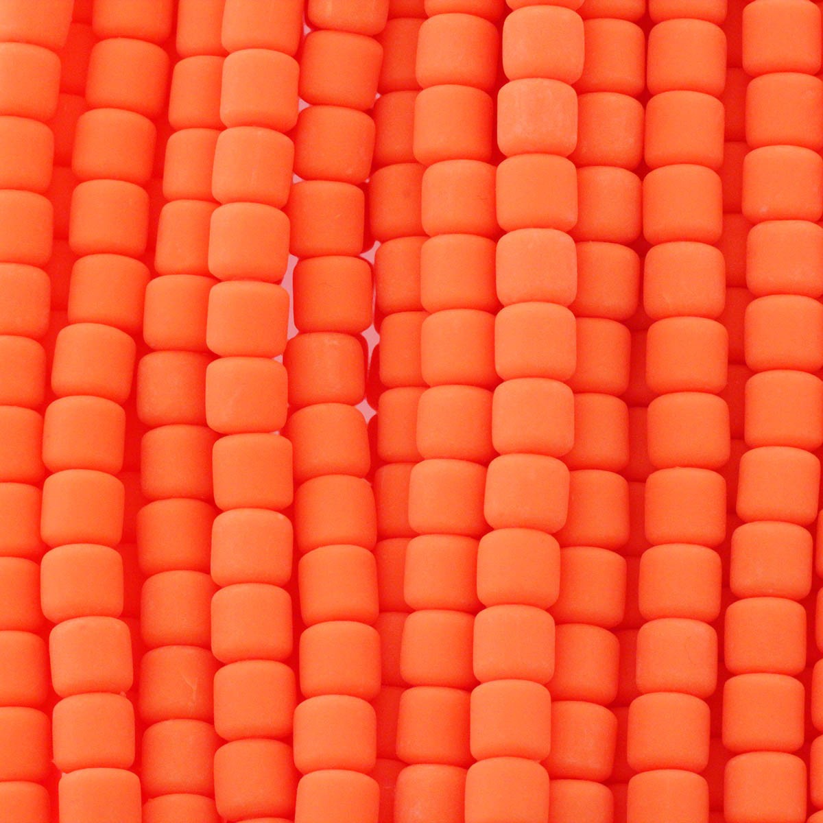 Katsuki beads / fluo orange / rollers 6x6mm / rope 40cm / MOWA06009