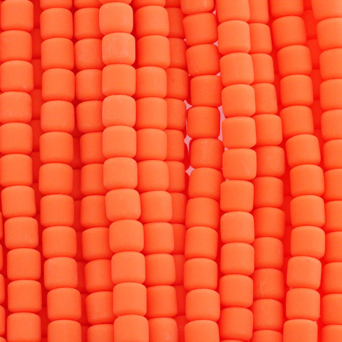 Katsuki beads / fluo orange / rollers 6x6mm / rope 40cm / MOWA06009