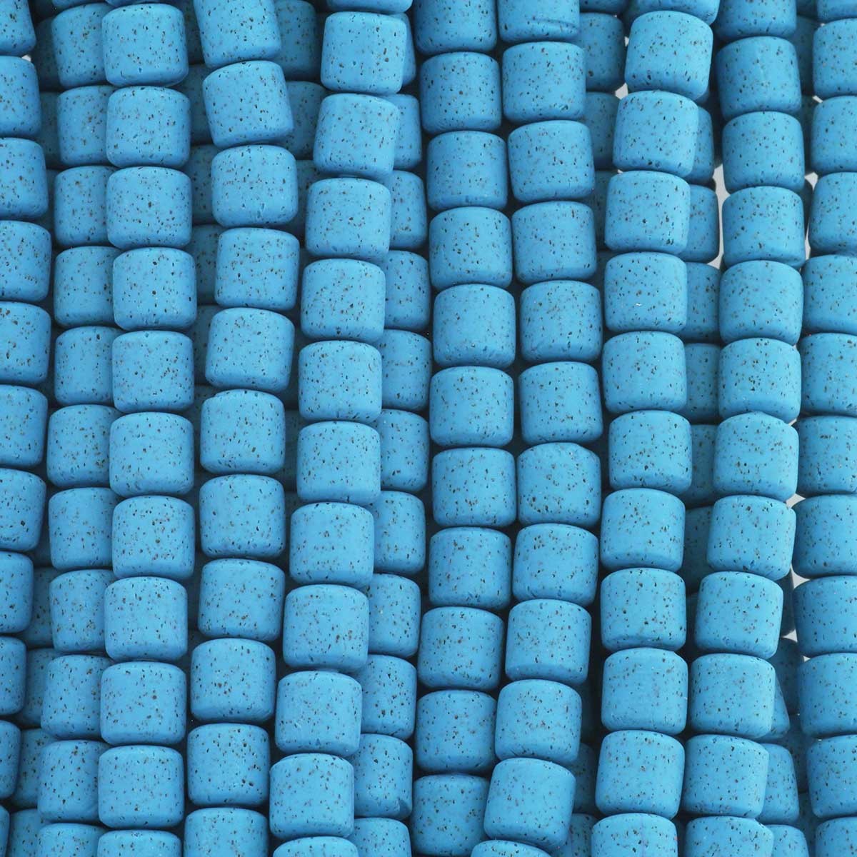 Katsuki beads / blue with particles / rollers 6x6mm / rope 40cm / MOWA06017