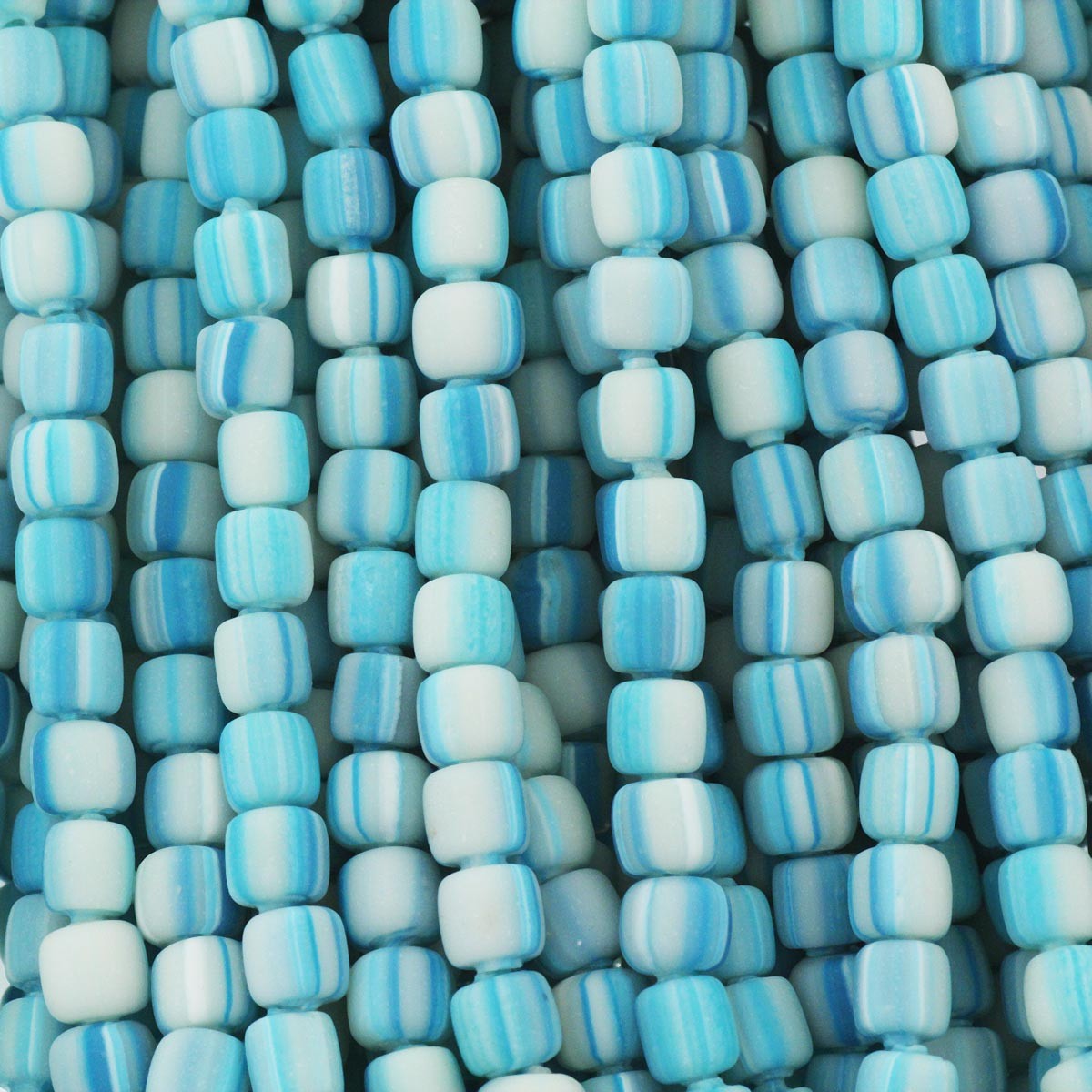 Katsuki beads / stripes / blue / rollers 6x6mm / rope 40cm / MOWA06035