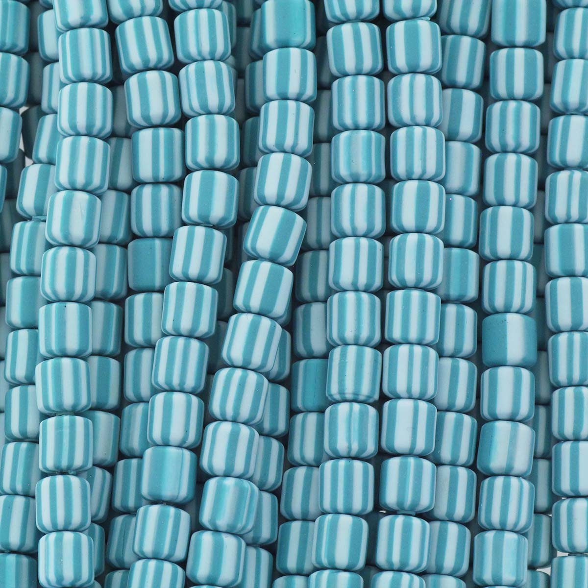 Katsuki beads / stripes / turquoise / rollers 6x6mm / rope 40cm / MOWA06036